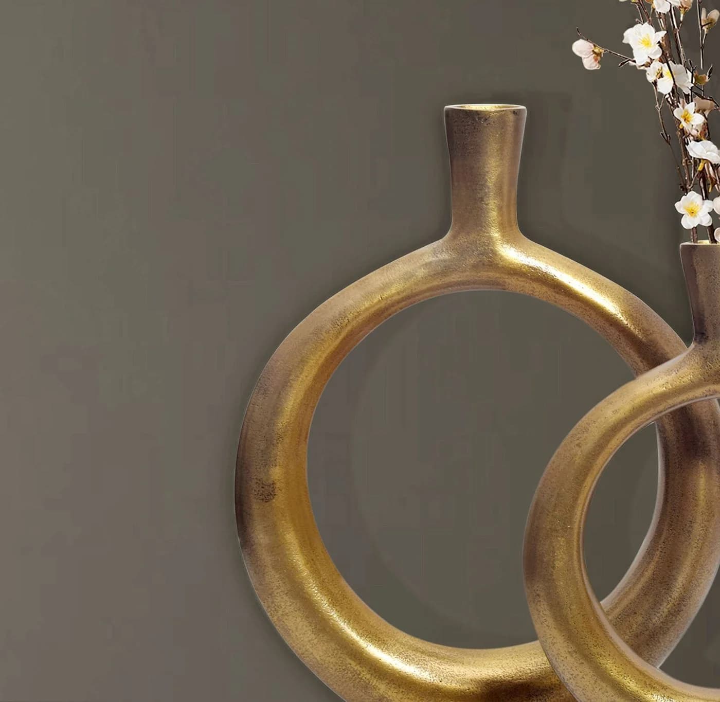 FINEBUY Tischvase 2er Set Aluminium Donut Modern Gold - Bild 4