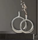 FINEBUY Tischvase 2er Set Aluminium Silber Modern Donut-Form Bild 1