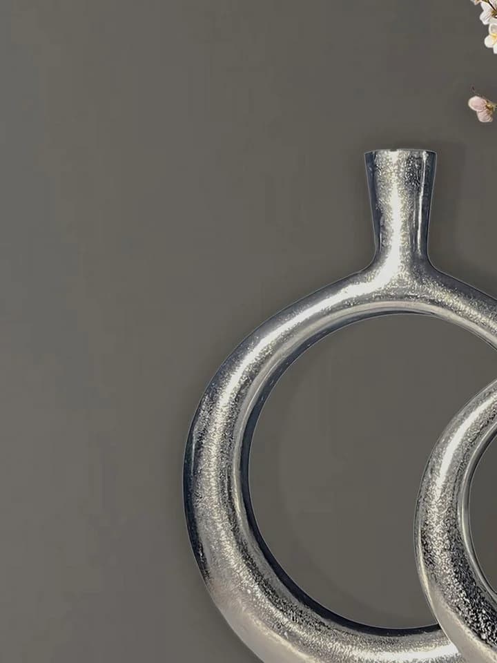 FINEBUY Tischvase 2er Set Aluminium Silber Modern Donut-Form - Bild 4
