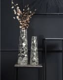 FINEBUY Dekovase FB65106 2er Set Aluminium Silber Modern Hammerschlag Bild 1