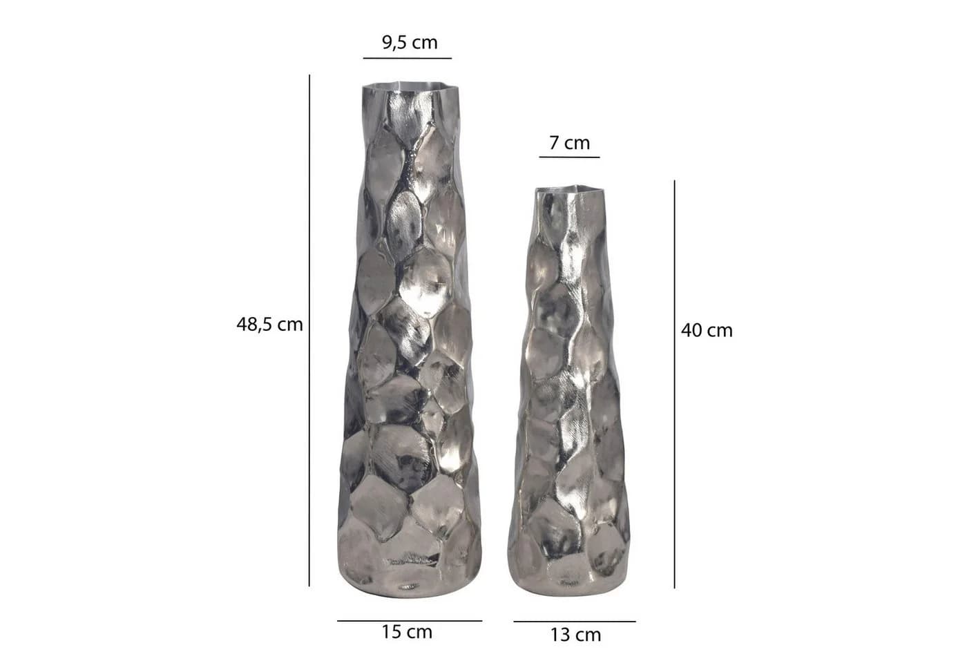 FINEBUY Dekovase FB65106 2er Set Aluminium Silber Modern Hammerschlag - Bild 3