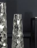 FINEBUY Dekovase FB65106 2er Set Aluminium Silber Modern Hammerschlag Bild 4