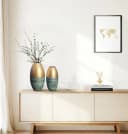 FINEBUY Tischvase 2er Set Aluminium Gold Patina Punziert Rund Bild 2