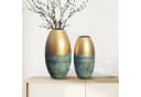 FINEBUY Tischvase 2er Set Aluminium Gold Patina Punziert Rund Bild 3