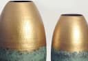 FINEBUY Tischvase 2er Set Aluminium Gold Patina Punziert Rund Bild 5