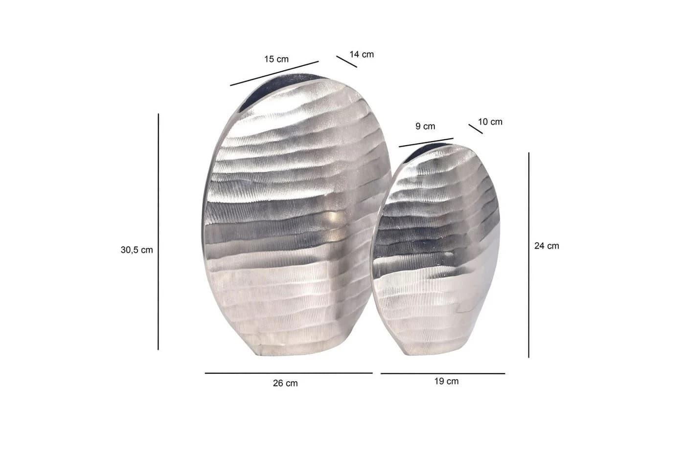 FINEBUY Tischvase 2er Set Aluminium Silber Modern Wellenmuster - Bild 3