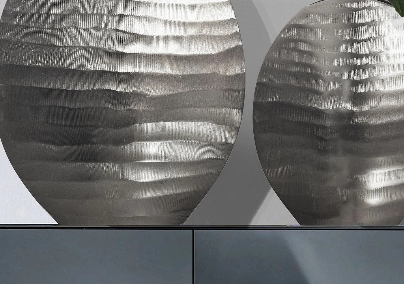 FINEBUY Tischvase 2er Set Aluminium Silber Modern Wellenmuster - Bild 5