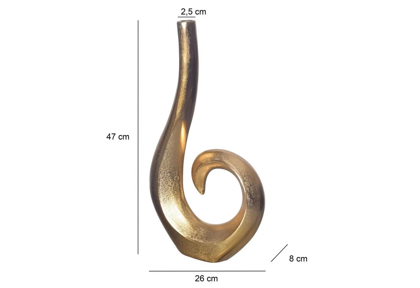 FINEBUY Tischvase FB65128 Vase Blumenvase 47 cm Aluminium Spirale Gold - Bild 3