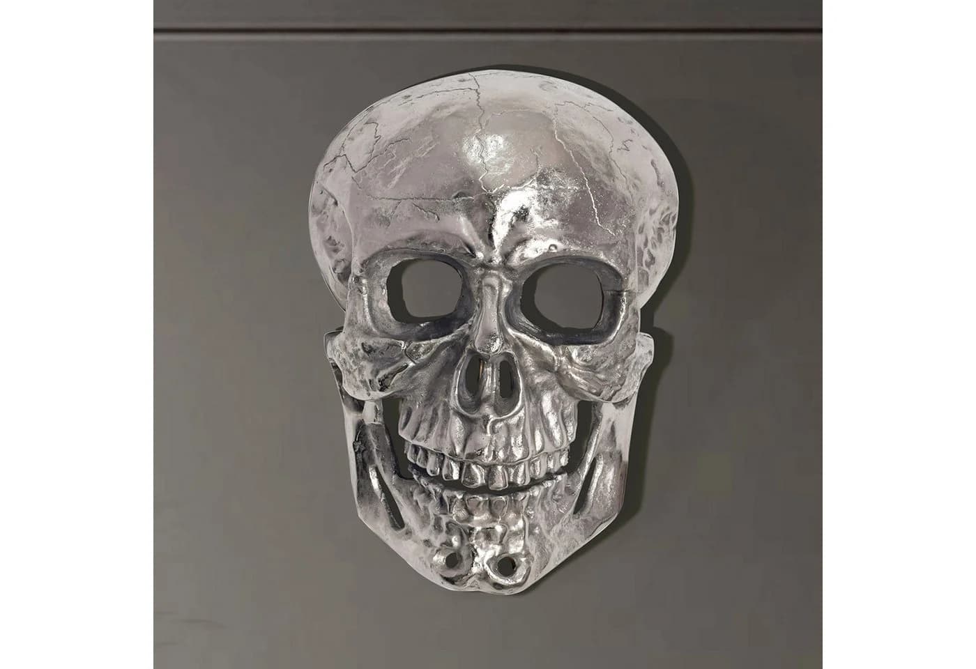 FINEBUY Wanddekoobjekt Totenkopf Aluminium Silber - Bild 2