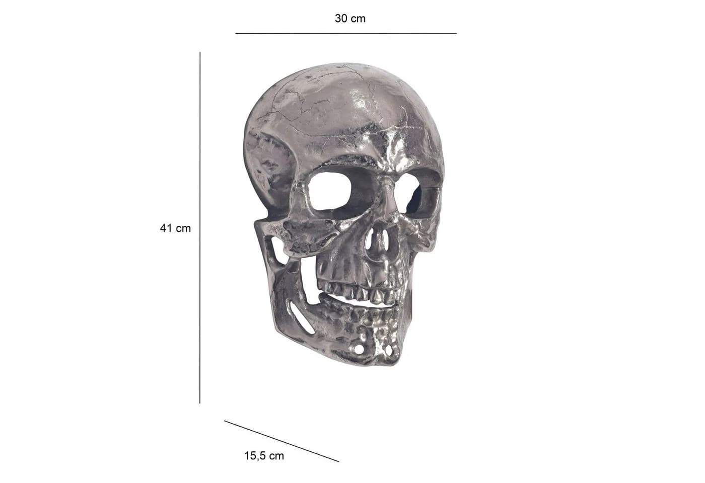 FINEBUY Wanddekoobjekt Totenkopf Aluminium Silber - Bild 3