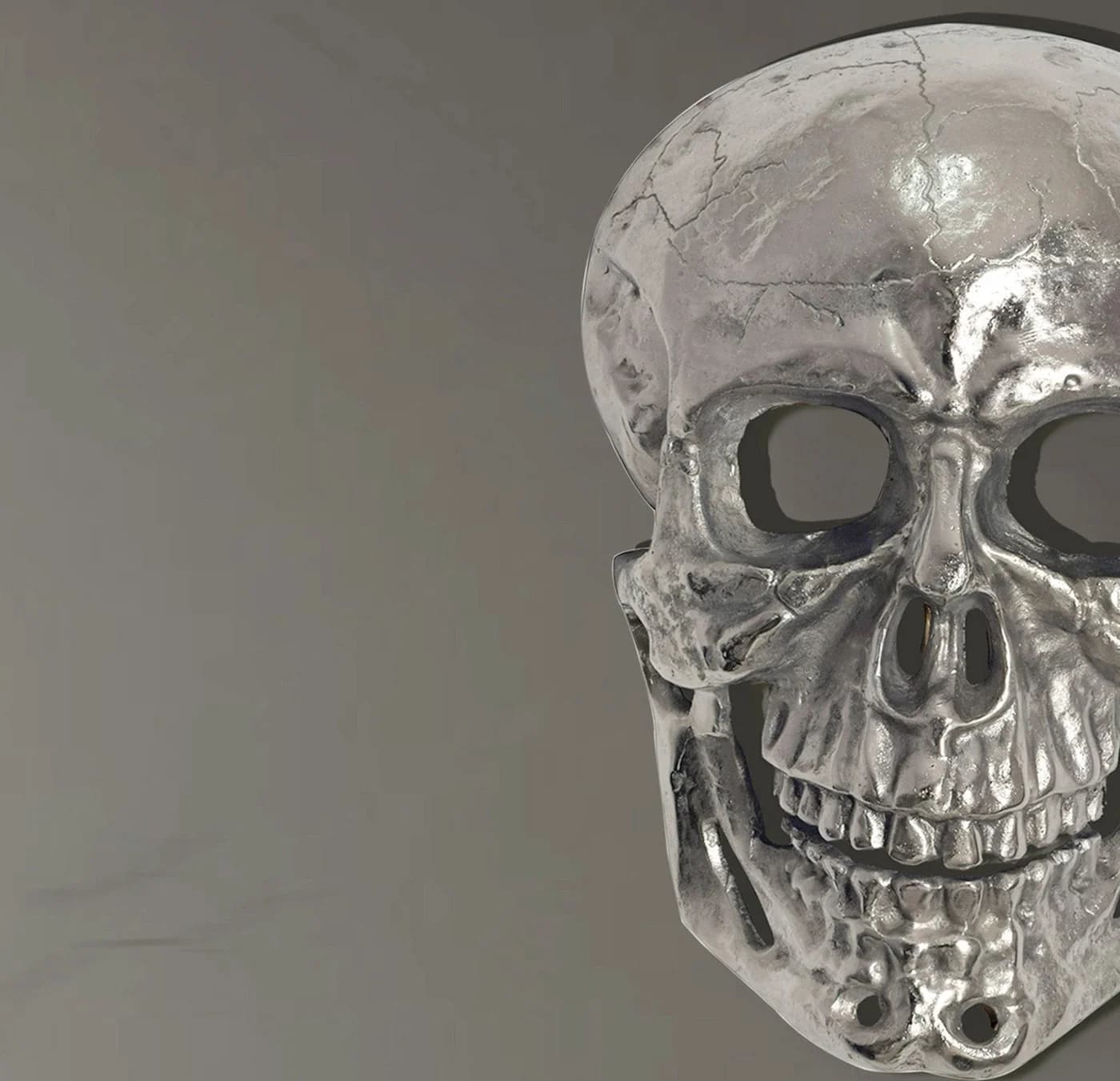 FINEBUY Wanddekoobjekt Totenkopf Aluminium Silber - Bild 4