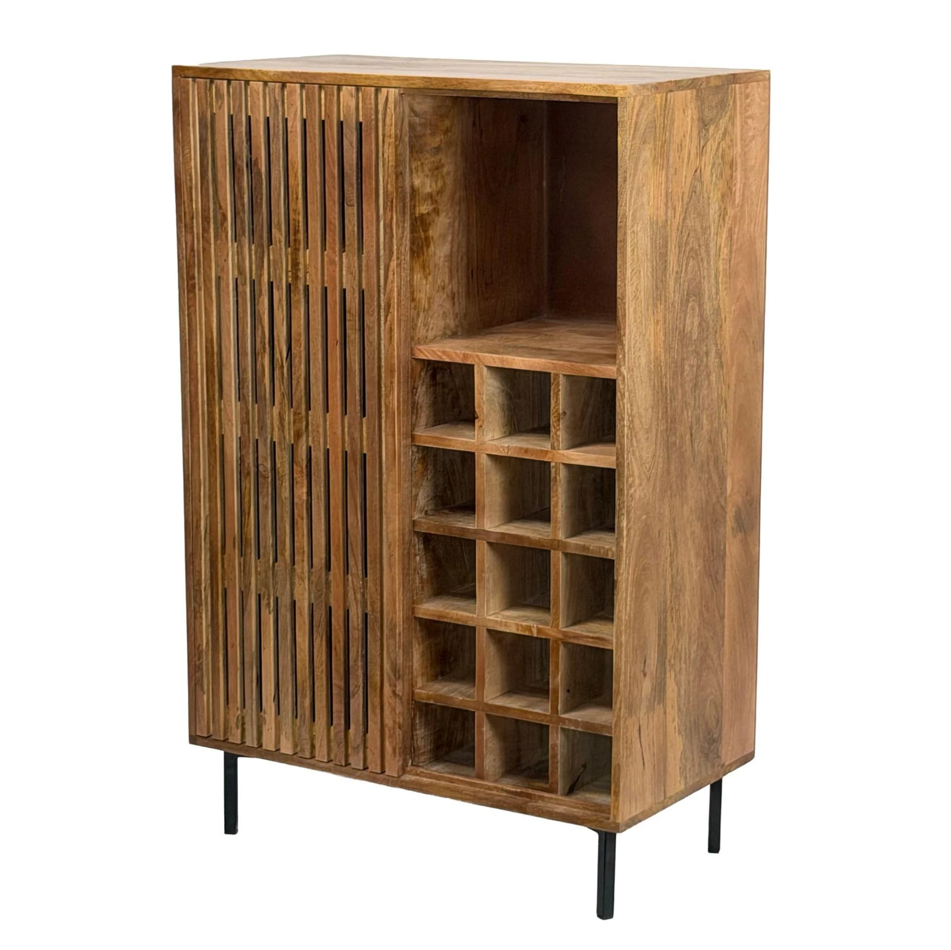 Hausbar Industrial Stil Mango Holz Metall Schiebetür Braun Schwarz