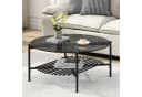 FineBuy Wohnzimmertisch Glas Metall 80 cm Schwarz Rund Bild 3
