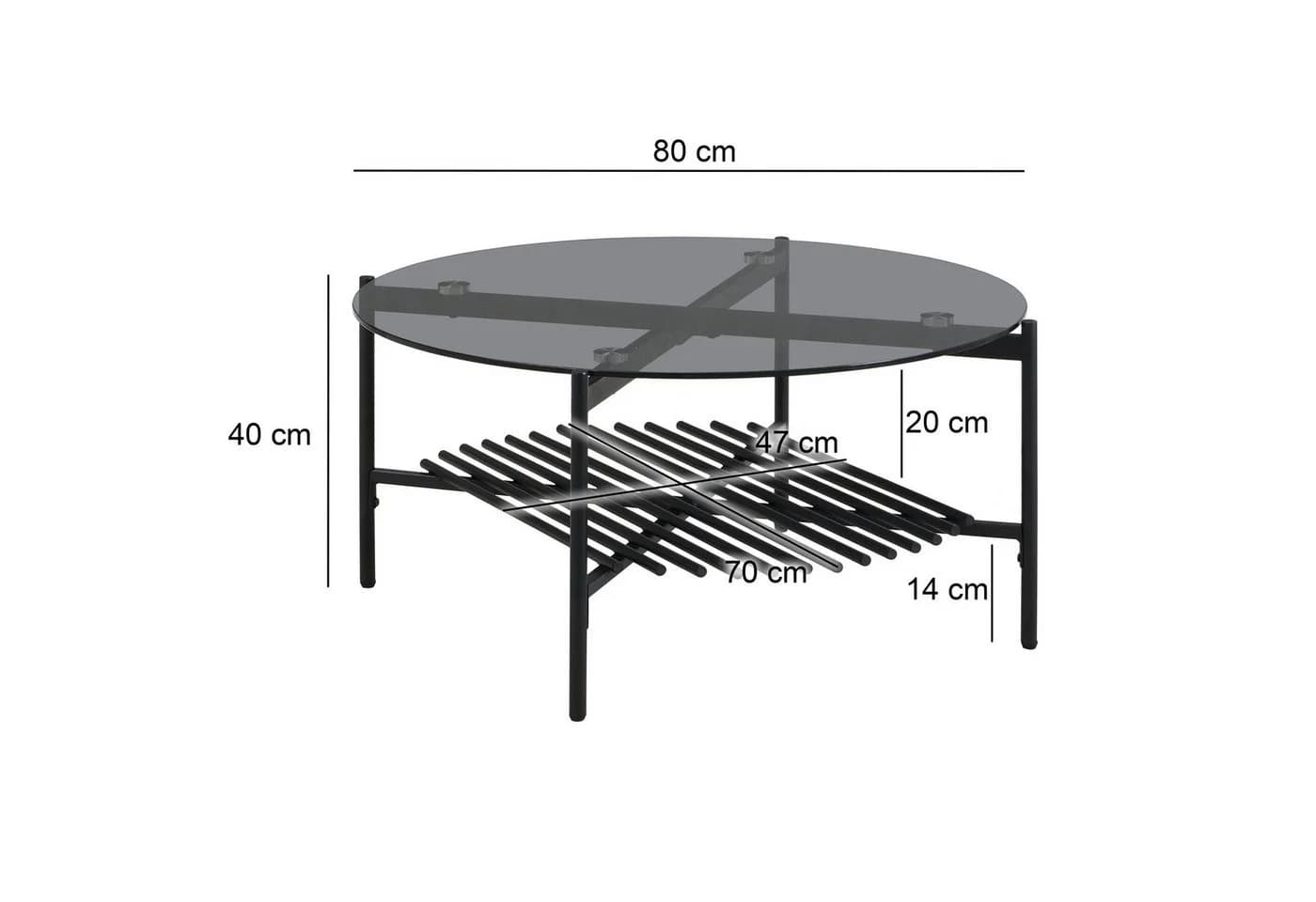 FineBuy Wohnzimmertisch Glas Metall 80 cm Schwarz Rund - Bild 4