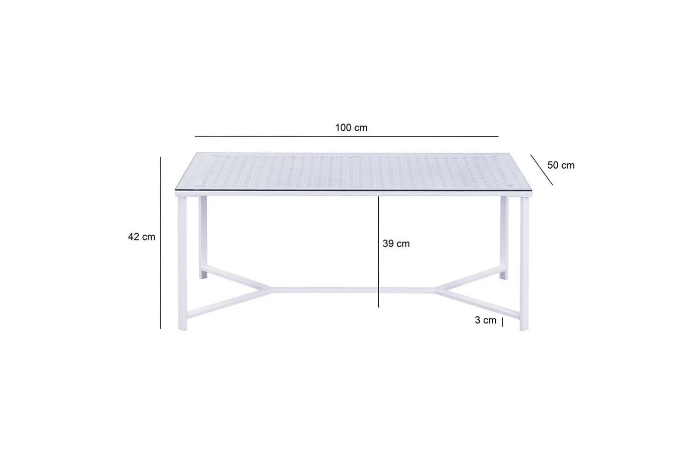 FINEBUY Couchtisch Glas Metall 100 cm Weiß Modern - Bild 3