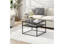 FINEBUY Couchtisch Glas Metall 60 cm Quadratisch Schwarz Ablage Bild 1