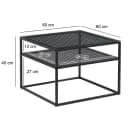 FINEBUY Couchtisch Glas Metall 60 cm Quadratisch Schwarz Ablage Bild 3