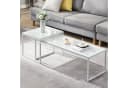 FINEBUY Satztisch 2er Set Glas Metall Weiß Modern Bild 2