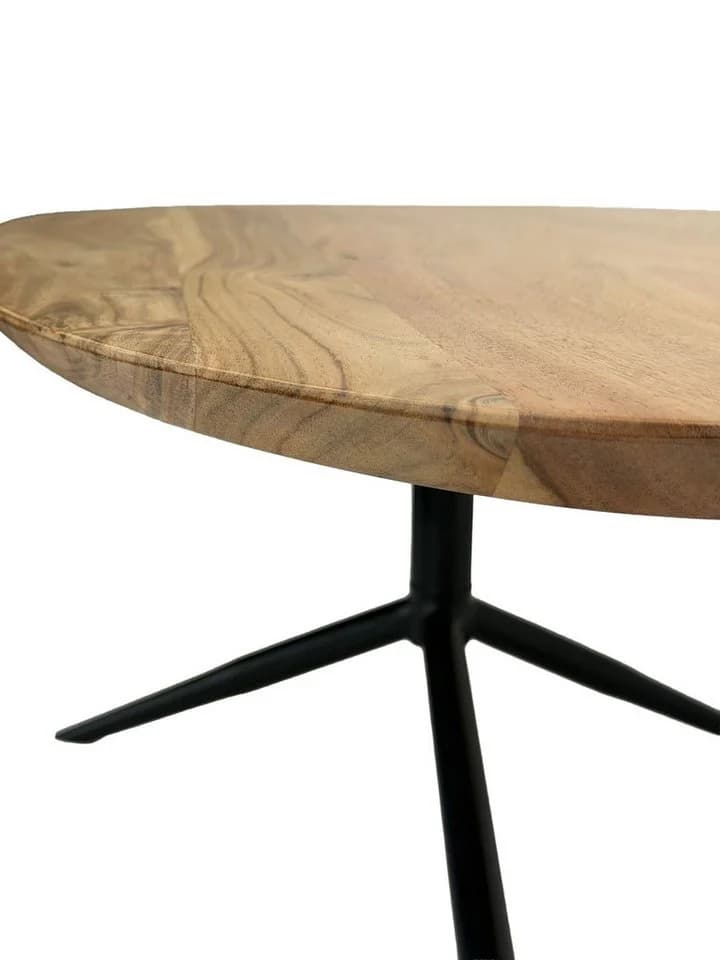 FINEBUY Couchtisch Akazie Massivholz 87x50 cm Sofatisch mit Metallgestell - Bild 4