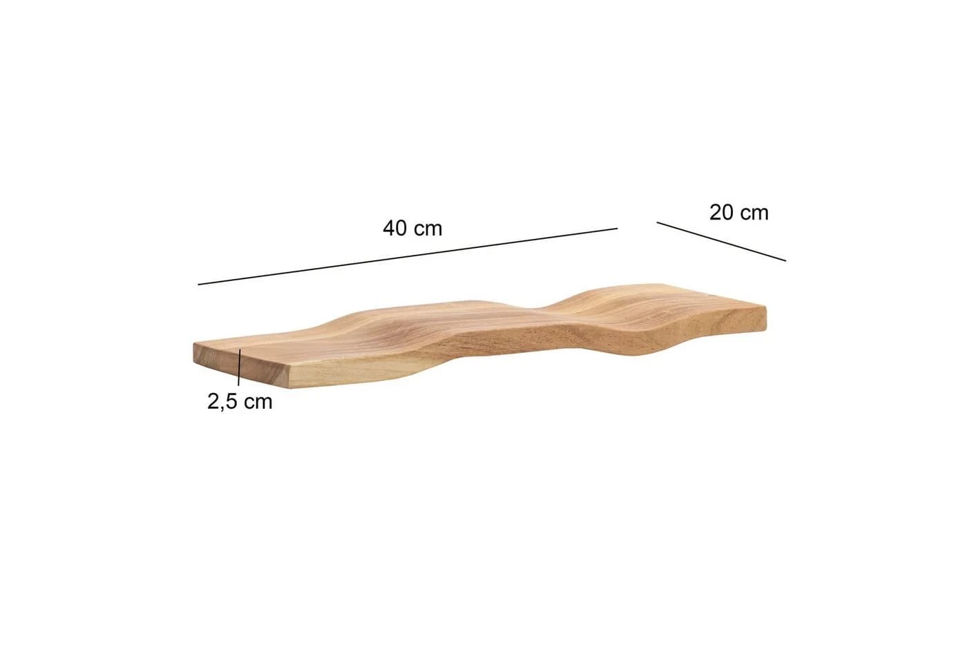 FINEBUY Wandregal Akazie Massivholz 40cm Wellenform - Bild 3