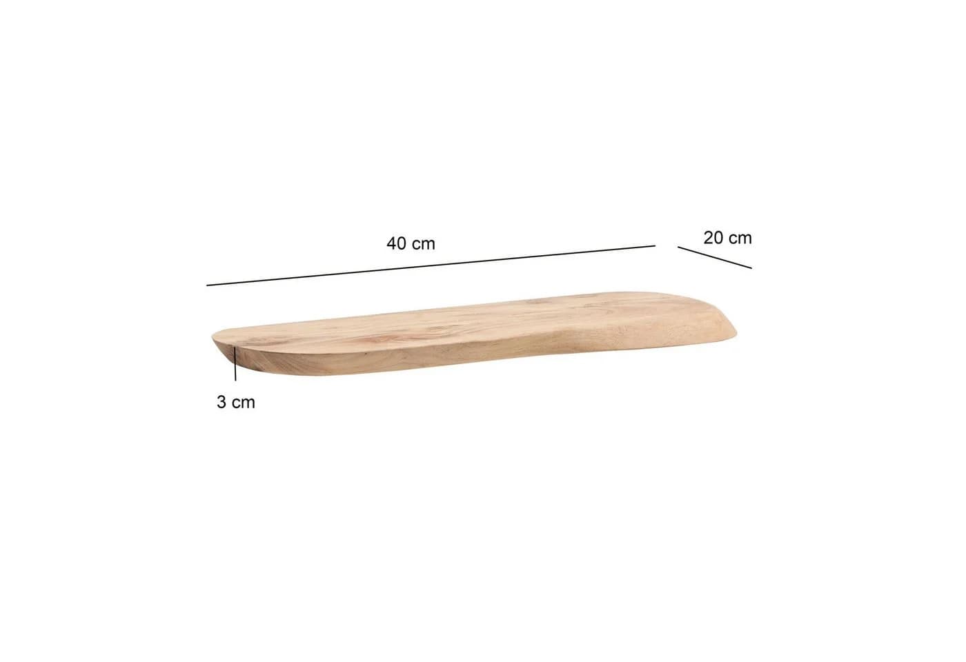 FINEBUY Wandregal FB74755 Schweberegal Akazie Massivholz 40cm Organische Form - Bild 3