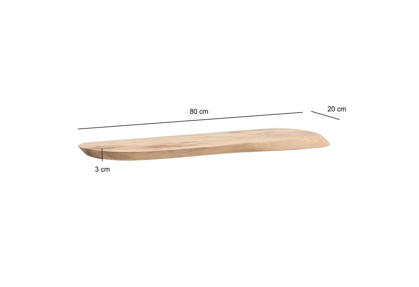 FINEBUY Wandregal FB74760 Akazie Massivholz 80cm Organisch Modern - Bild 3