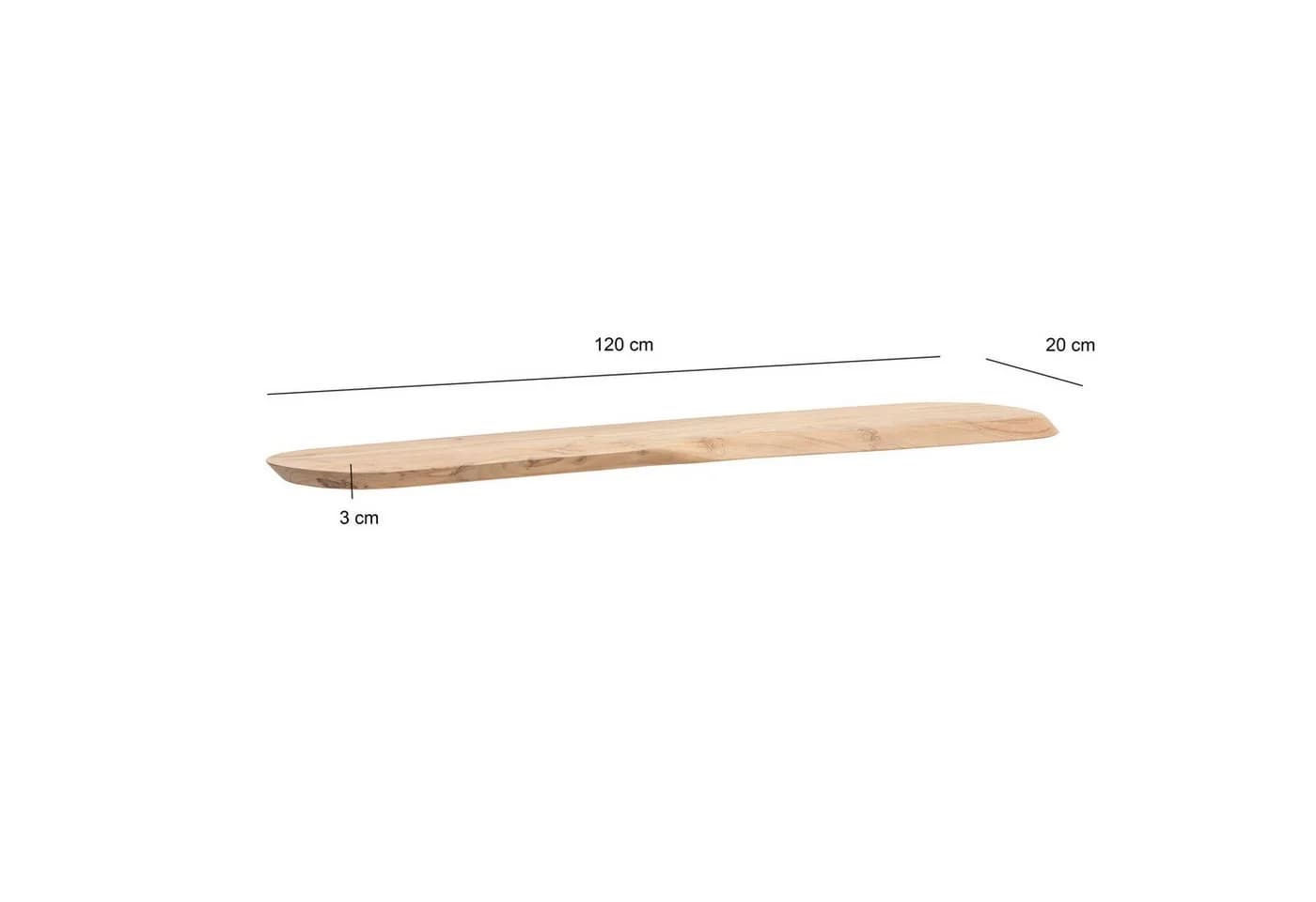 FINEBUY Wandregal FB74763 Schweberegal Akazie Massivholz 120cm Organische Form Modern - Bild 3