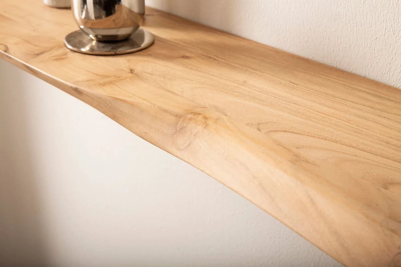 FINEBUY Wandregal FB74763 Schweberegal Akazie Massivholz 120cm Organische Form Modern - Bild 5