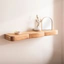 FINEBUY Wandregal FB74740 Schweberegal Akazie Massivholz 100cm Wandboard mit Schubladen Bild 2
