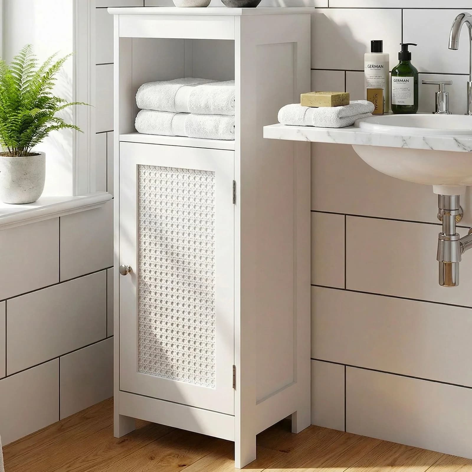 FINEBUY Badregal FB113481 Badschrank Weiß Badezimmerregal