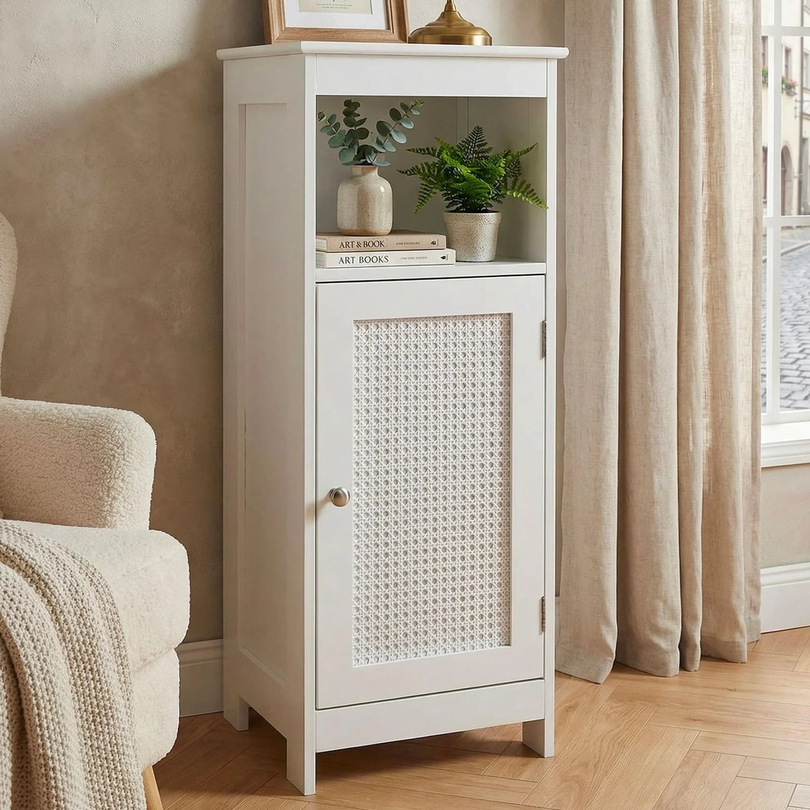 FineBuy Standregal Weiß Wohnregal Nischenregal Stauraumregal Kleiner Schrank - Kommode
