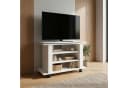 FINEBUY Lowboard FB113939 TV Schrank Weiß 78cm TV Bank Rollen & drehbare Oberplatte Bild 1