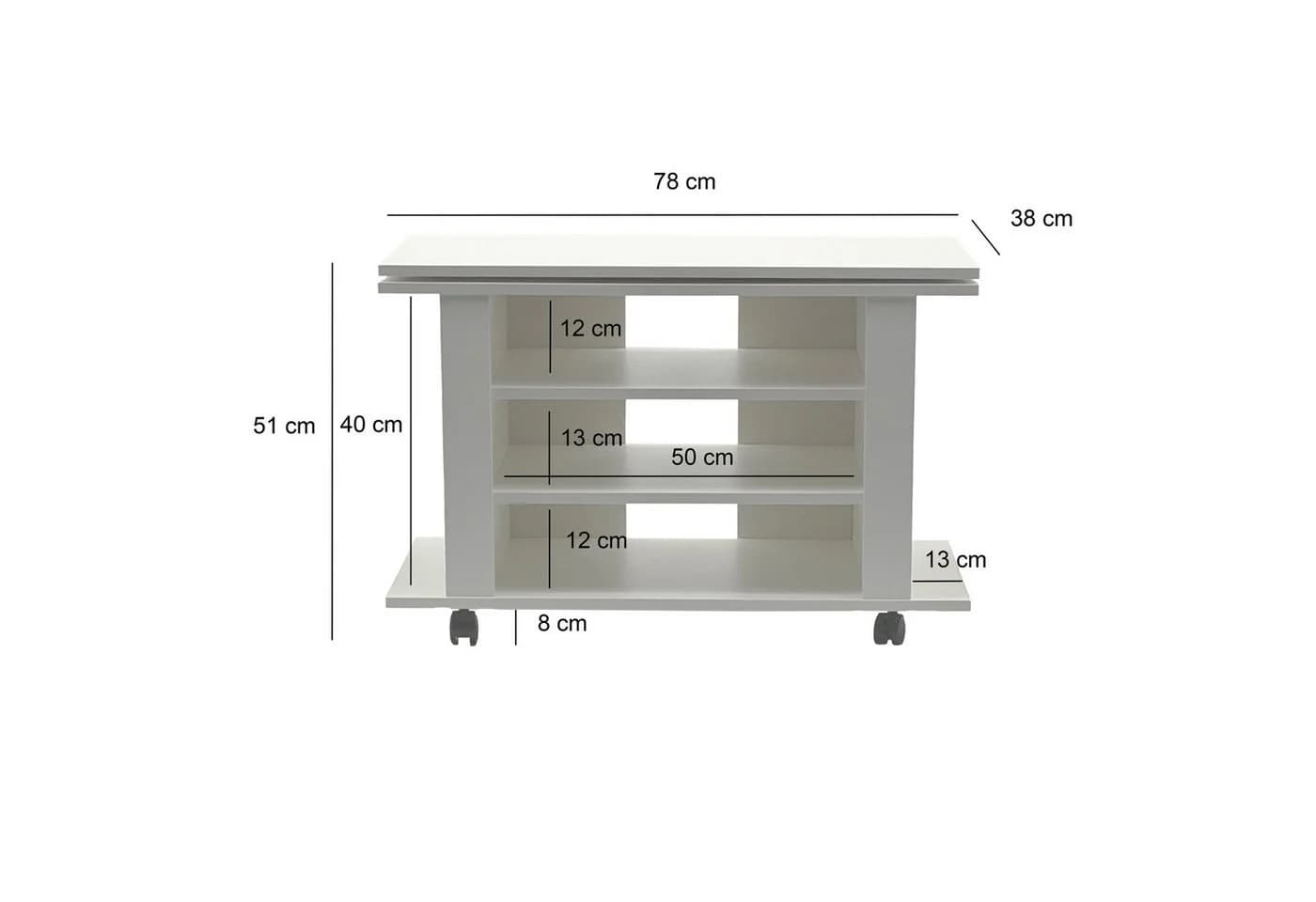 FINEBUY Lowboard FB113939 TV Schrank Weiß 78cm TV Bank Rollen & drehbare Oberplatte - Bild 3