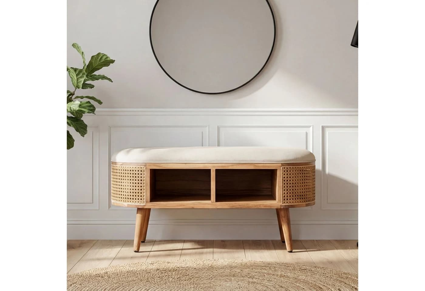 FINEBUY Sitzbank FB114016 Massivholz Akazie Braun mit Stauraum - Bild 2