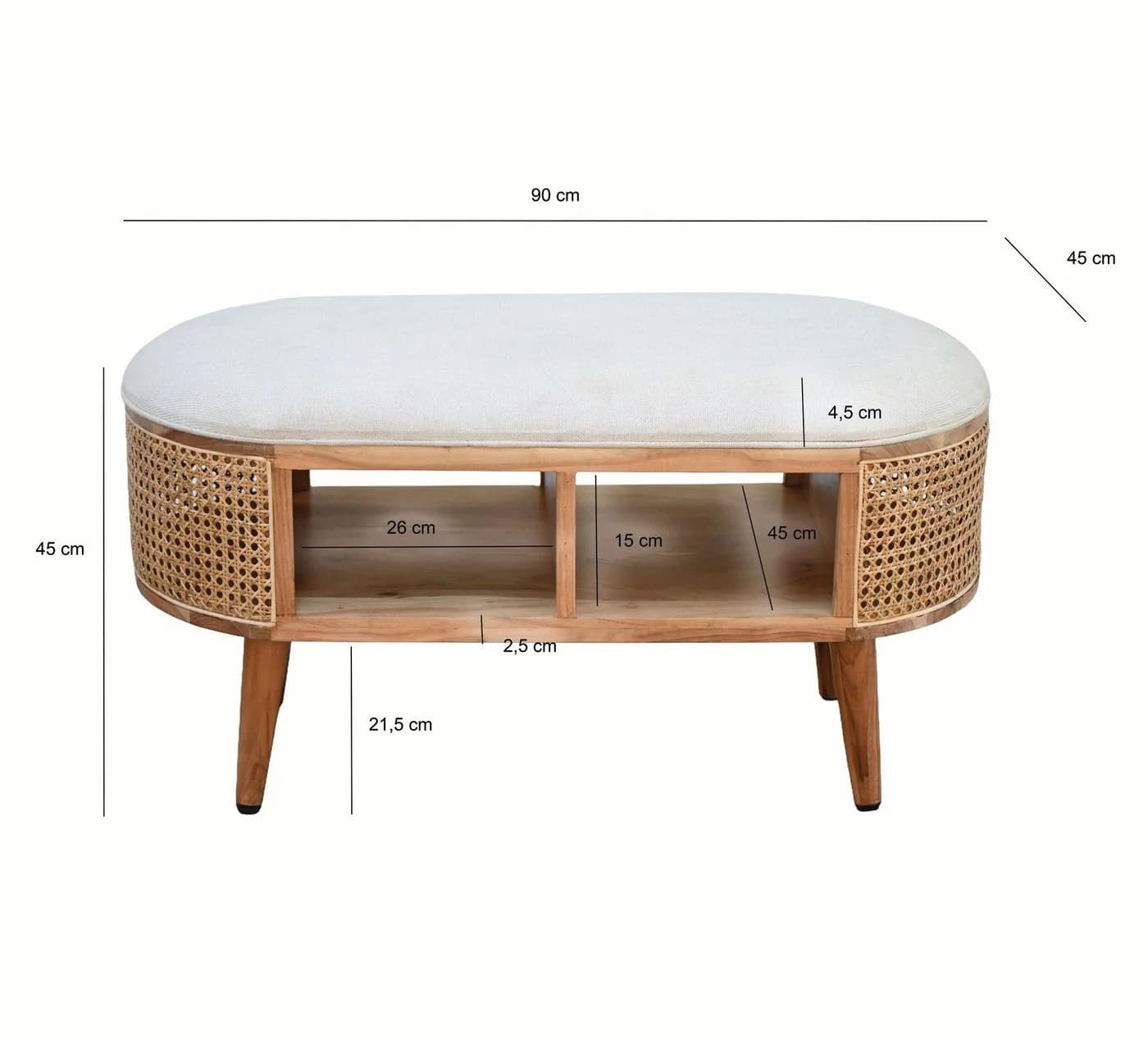 FINEBUY Sitzbank FB114016 Massivholz Akazie Braun mit Stauraum - Bild 3