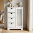 FineBuy Standschrank 80cm Weiß Aufbewahrungsschrank Kommode Schubladen Tür Bild 1