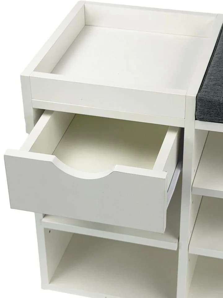 FINEBUY Schuhbank FB78602 Garderobenbank Weiß 100cm Flurbank Sitzbank Schuhregal Flur - Bild 4