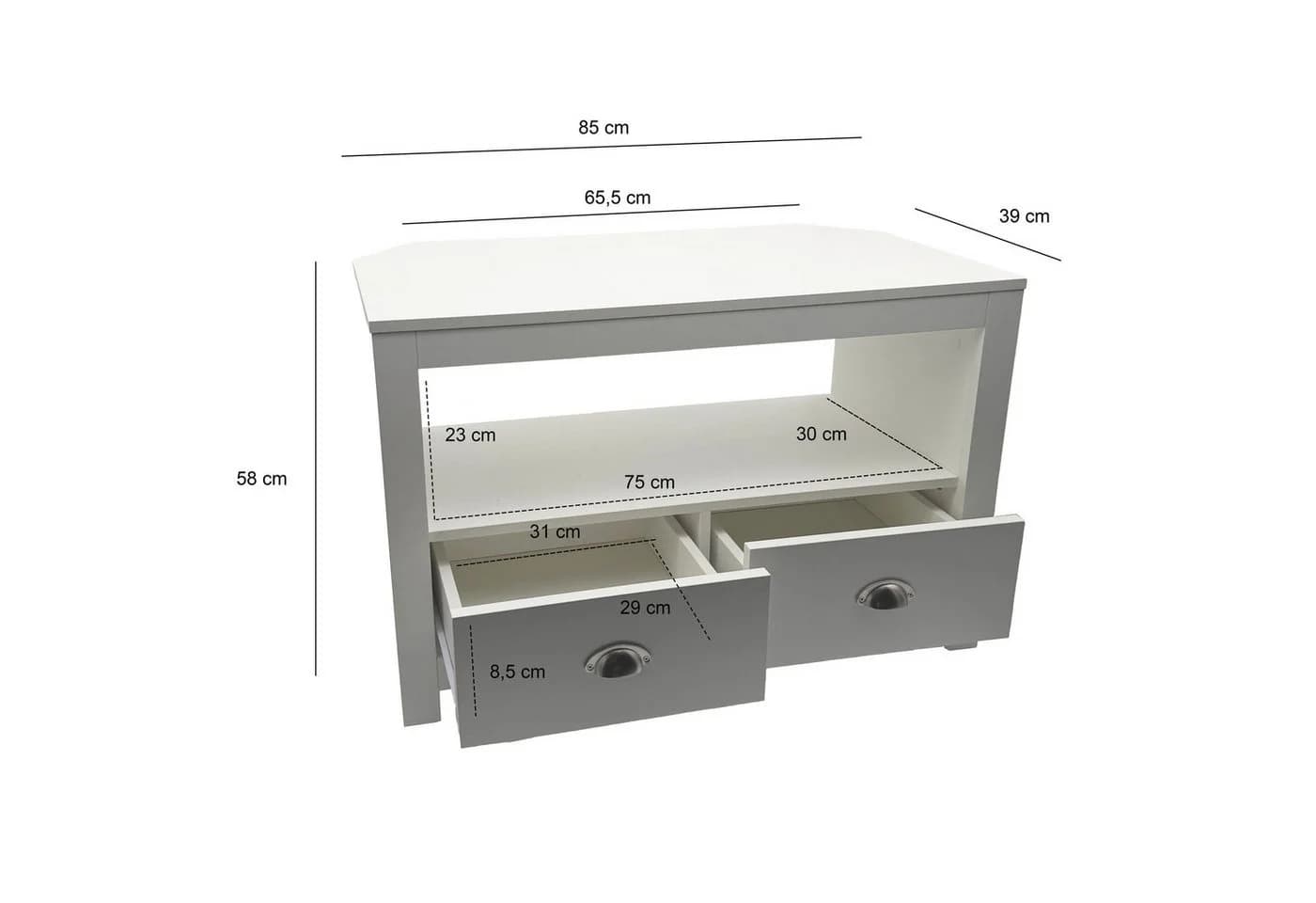 FINEBUY Lowboard FB113949 TV Möbel Weiß 85cm - Bild 3