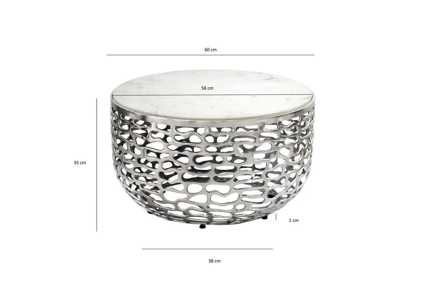 FINEBUY Couchtisch FB77384 Marmor Silber - Bild 3
