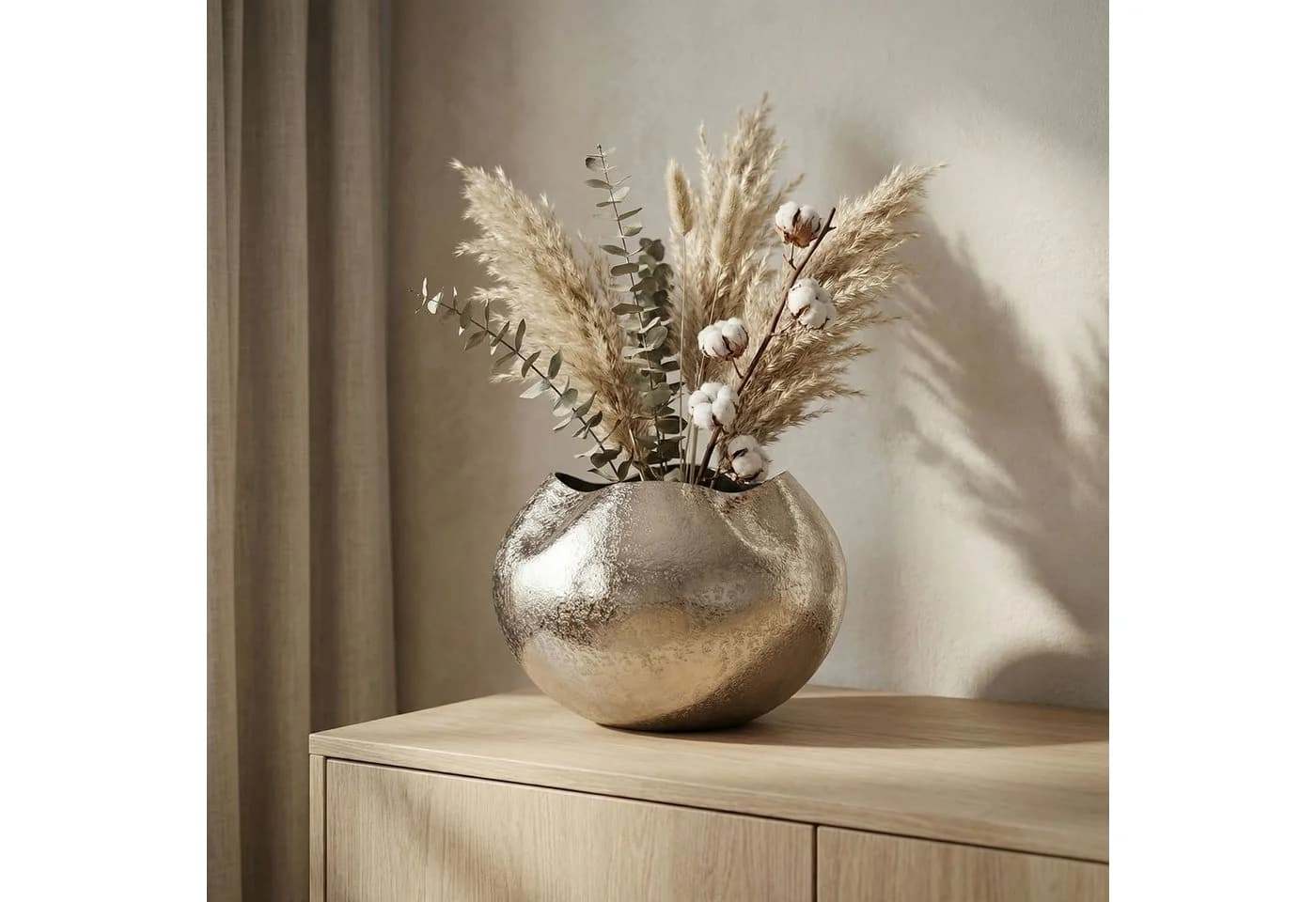 FINEBUY Tischvase Aluminium Silber 30cm