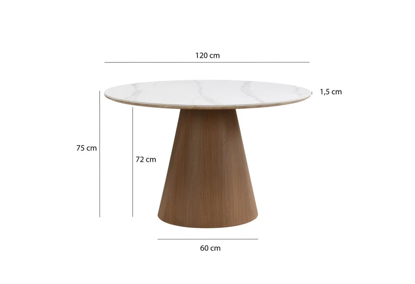 FINEBUY Esstisch rund 120cm Marmor Optik Braun - Bild 3