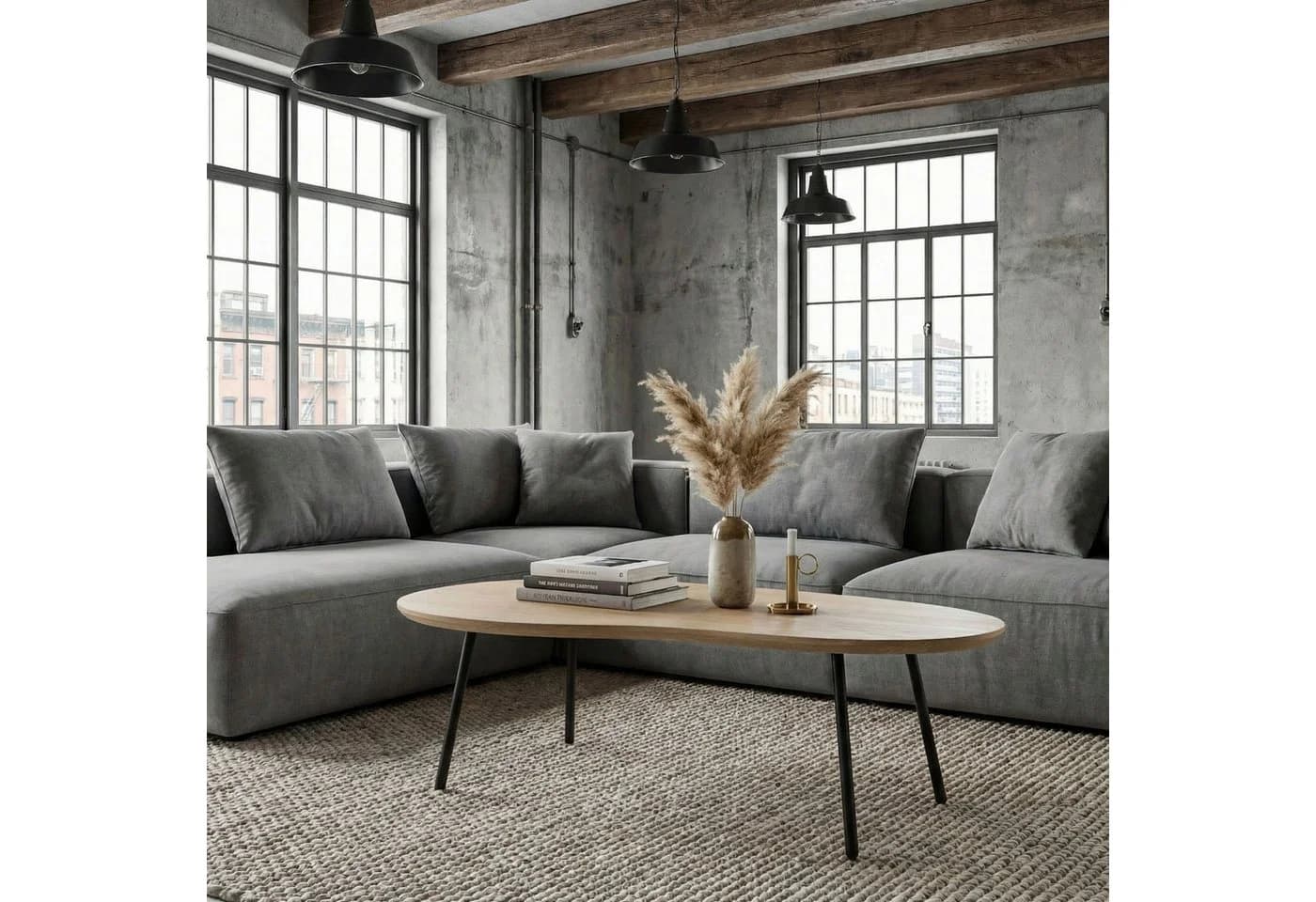 FINEBUY Couchtisch Nierenform Weiß Schwarz Mango Holz - Bild 2