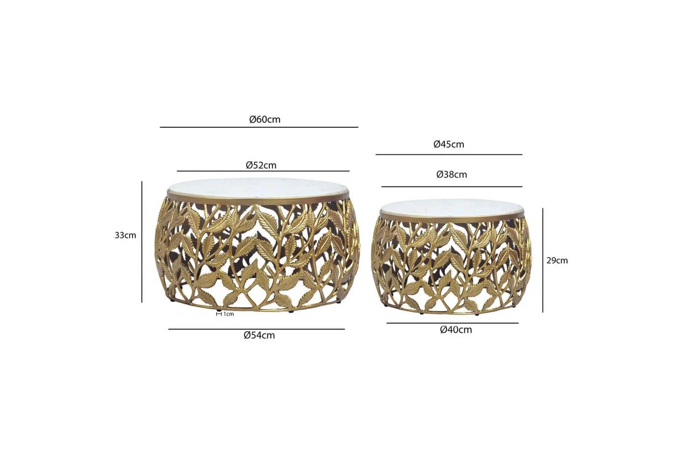 FINEBUY Satztisch FB73713 2er Set Couchtisch Gold Marmor - Bild 3
