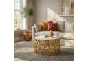 FINEBUY Runder Couchtisch 60cm Marmor Alu Gold Bild 2