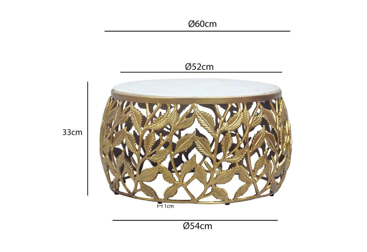 FINEBUY Runder Couchtisch 60cm Marmor Alu Gold - Bild 3