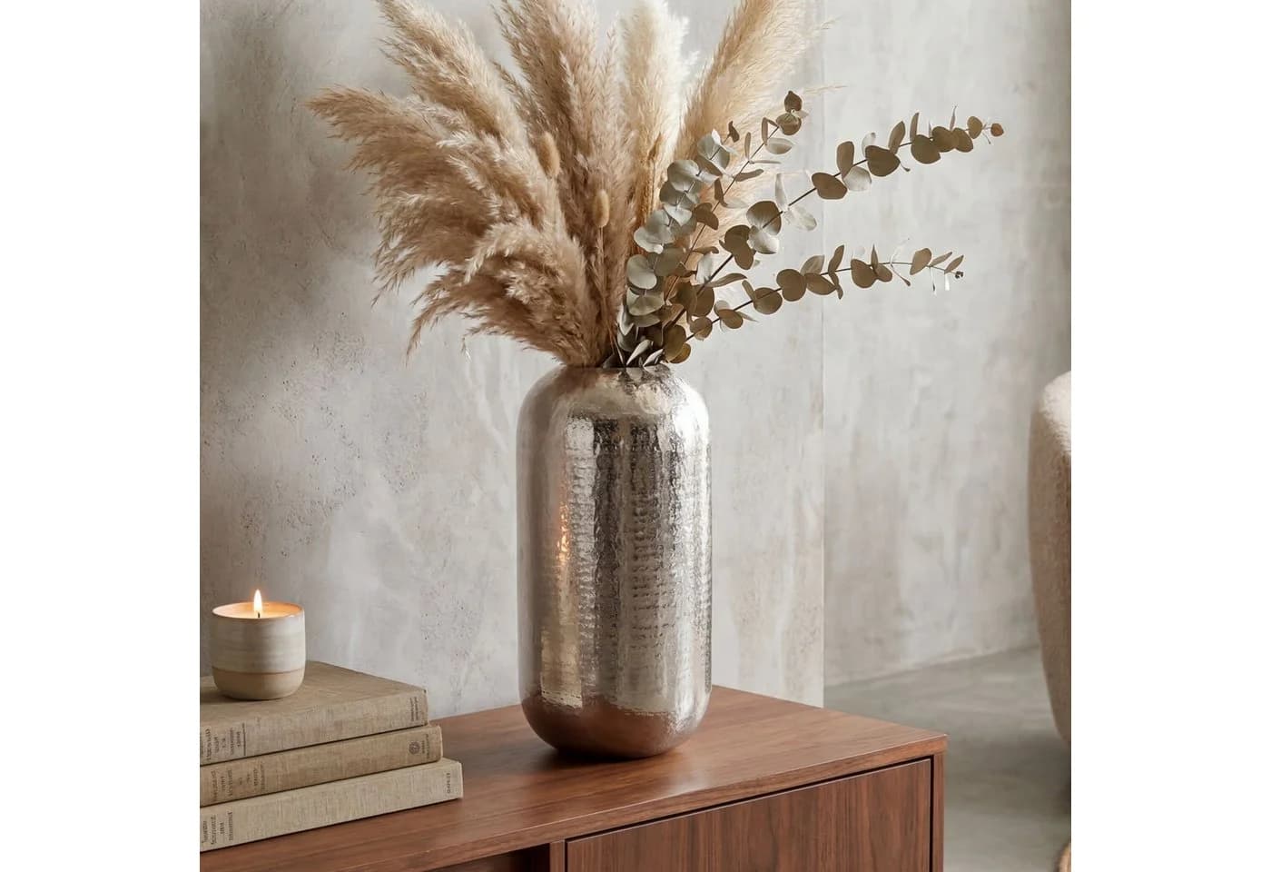 FINEBUY Bodenvase 45 cm Aluminium Silber - Bild 2