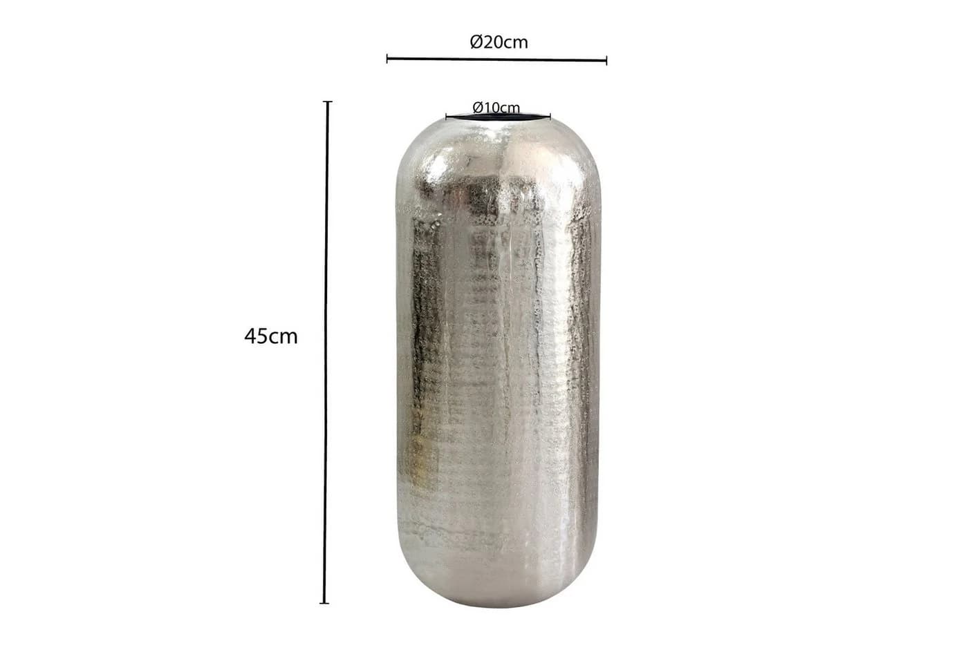 FINEBUY Bodenvase 45 cm Aluminium Silber - Bild 3