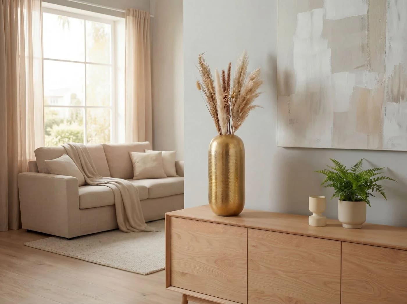 FINEBUY Bodenvase Aluminium Gold Kapselform
