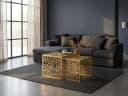 FINEBUY Satztisch 2er Set Alu Couchtisch Gold/Silber Bild 1