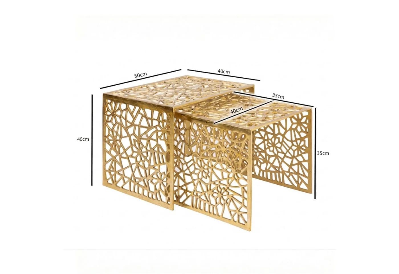 FINEBUY Satztisch 2er Set Alu Couchtisch Gold/Silber - Bild 3